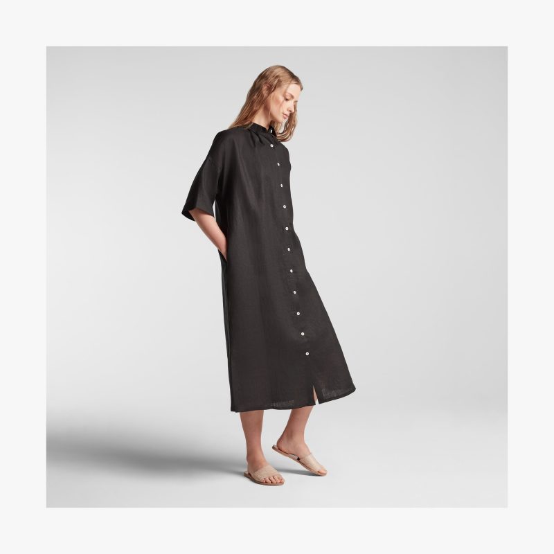 Everywear Algarve Shirt Dress Black 4 Side View