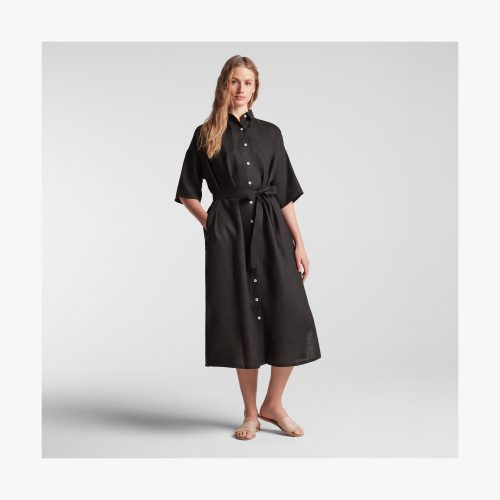 Everywear Algarve Shirt Dress Black 7 Front View Bow