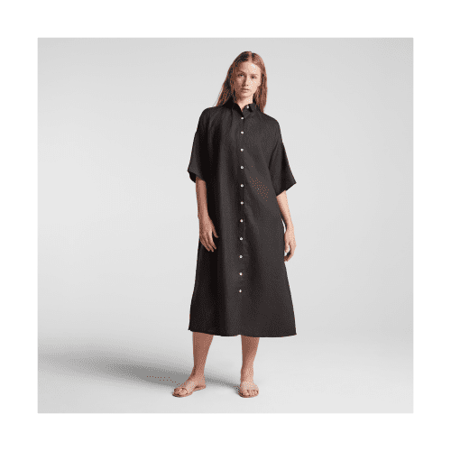 Everywear Algarve Shirt Dress Black Front View