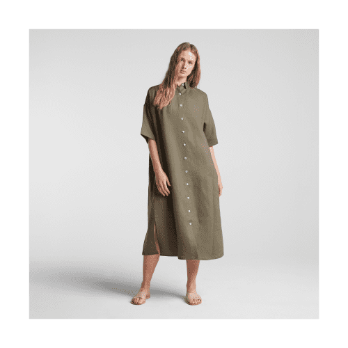 Everywear Algarve Shirt Dress Dune Grass Front View