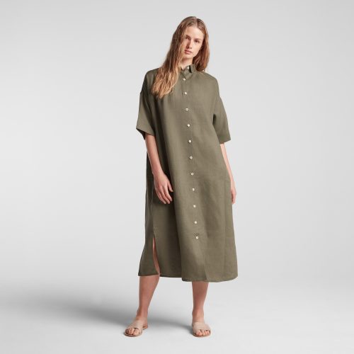 Dune Grass Cart | Front view of Algarve Shirt Dress in Dune Grass