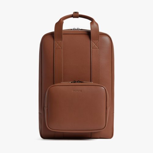 Mahogany (Vegan Leather) | Front view of Metro Backpack Mahogany