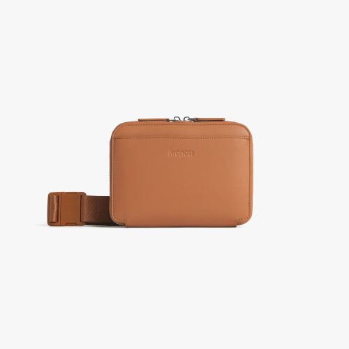 Saddle Tan (Vegan Leather) | Belt front view of Metro Belt Bag in Saddle Tan