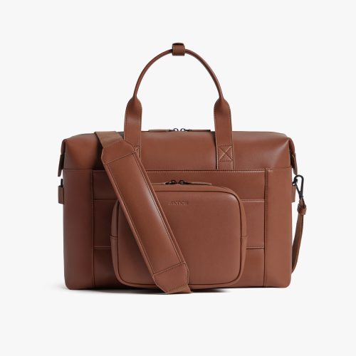 Mahogany (Vegan Leather) | Back view of Metro Duffel in Mahogany