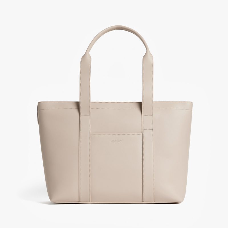 Ivory (Vegan Leather) | Front view of Metro Tote Ivory