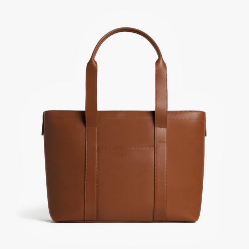 Mahogany (Vegan Leather) | Front view of Metro Tote Mahogany